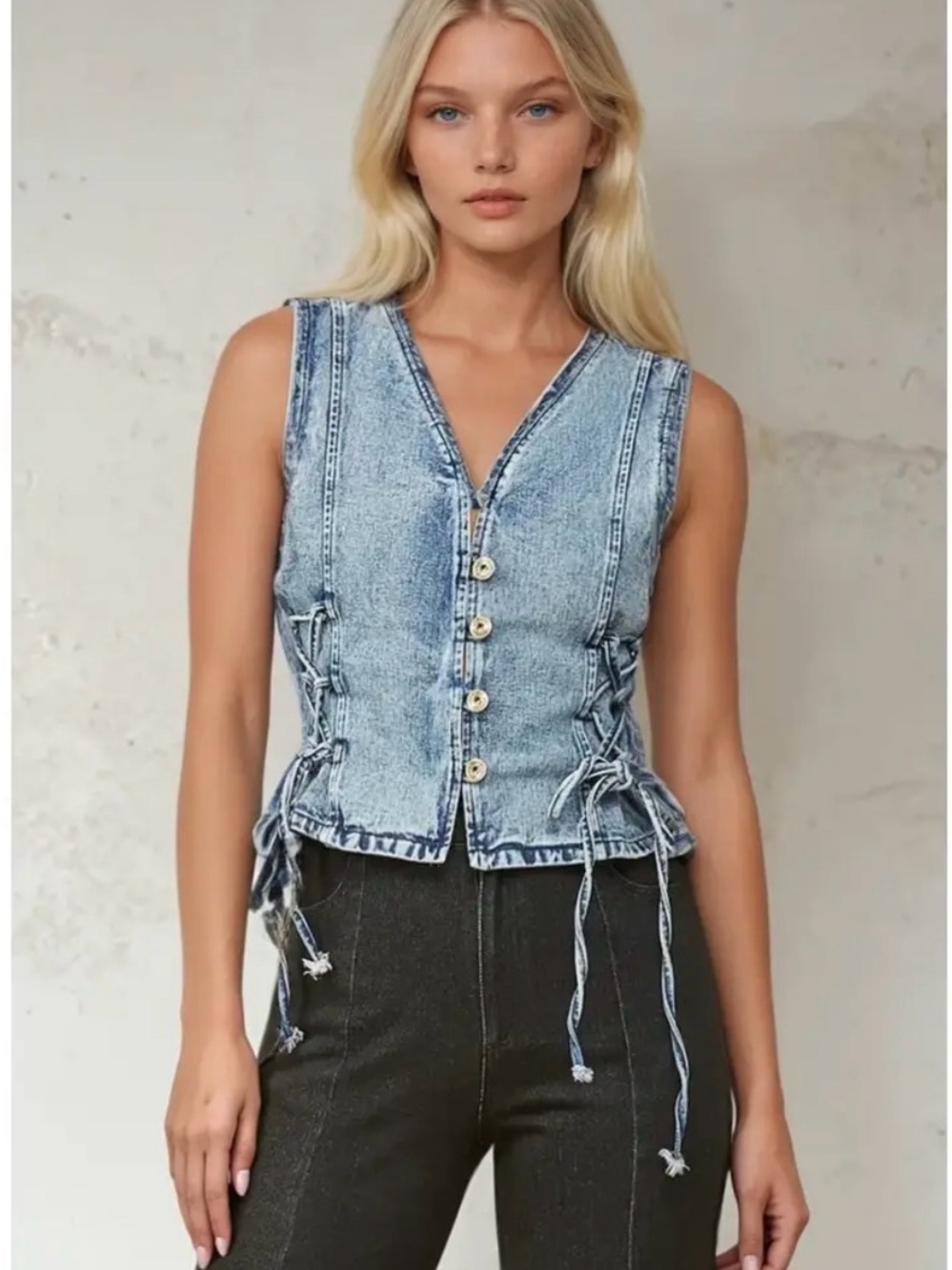 Hausen Laced Up Denim Vest